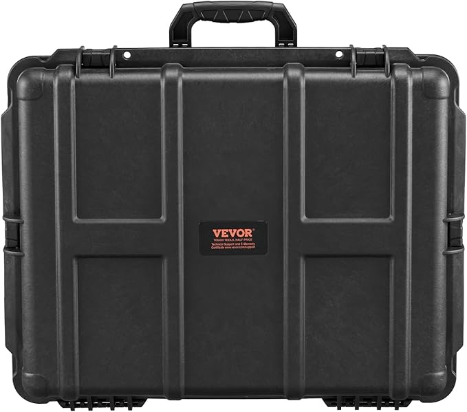 VEVOR Weatherproof Hard Case, Heavy Duty Protective Dry Box with Pre-cut Foam, and Retractable Pull Handles for Travel, Hunting, Military, Tactical, IP67 Waterproof Case for Cameras (24.4×19.3×8.9)