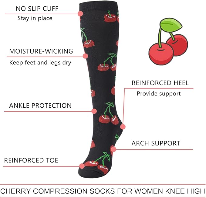 Junely Compression Socks for Women Knee High Socks for Running Nurses Pregnant Women Work Support Travel Flight Sports