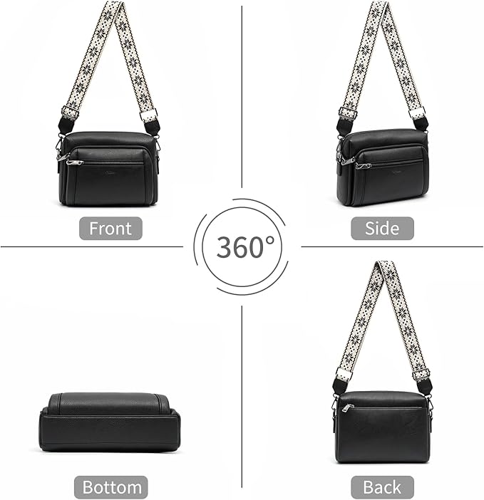 Small Leather Crossbody Bags for Women Anti theft Purses and Handbag Shoulder Hangbag with Wide Strap Tassel
