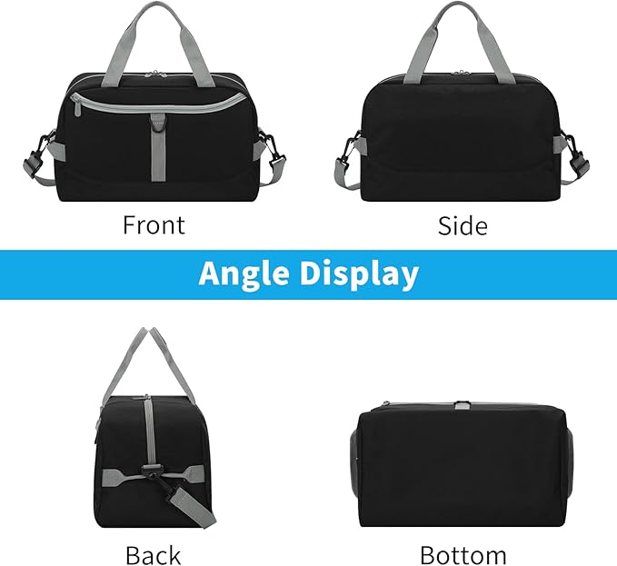 Apenze Small Gym Bag 14 inch lightweight Carry On Mini Duffel Bag with D-Ring for Travel Sport - Black