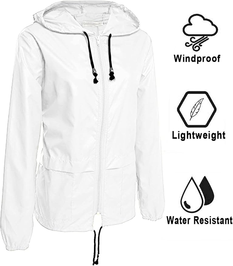 Avoogue Raincoat Women Lightweight Waterproof Rain Jackets Packable Outdoor Hooded Windbreaker
