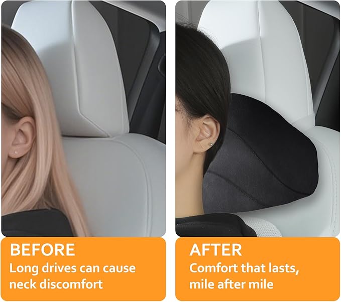 Soft car headrest for Model 3 Y S X Highland Juniper Accessories Complies with The Original OEM Factory Standards No Pressure no Odor Easy to Clean Pain Relief Car Neck Pillow 2pc Black