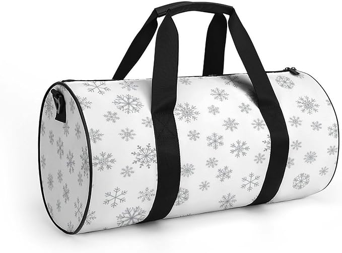 Basketball Football Weekender Bag Dance Sports Gymnastics Bag Lightweight Travel Sports Bags (White Snowflake Christmas)