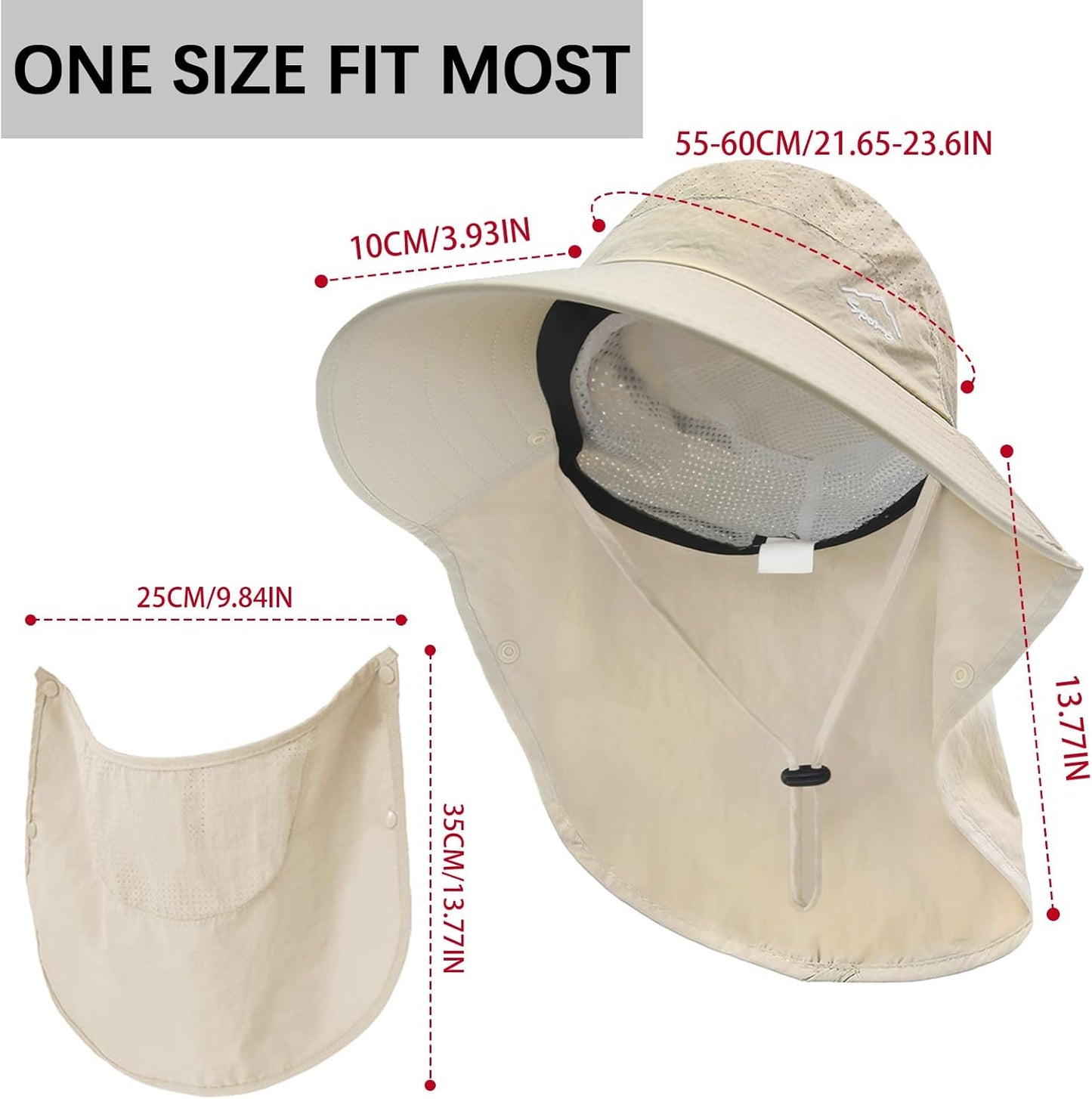 Rosoz Sun Hat for Men Women with Neck Flap,Wide Brim UPF50+ Fishing Hat with Detachable Face Cover Outdoor Sun Protection Hat