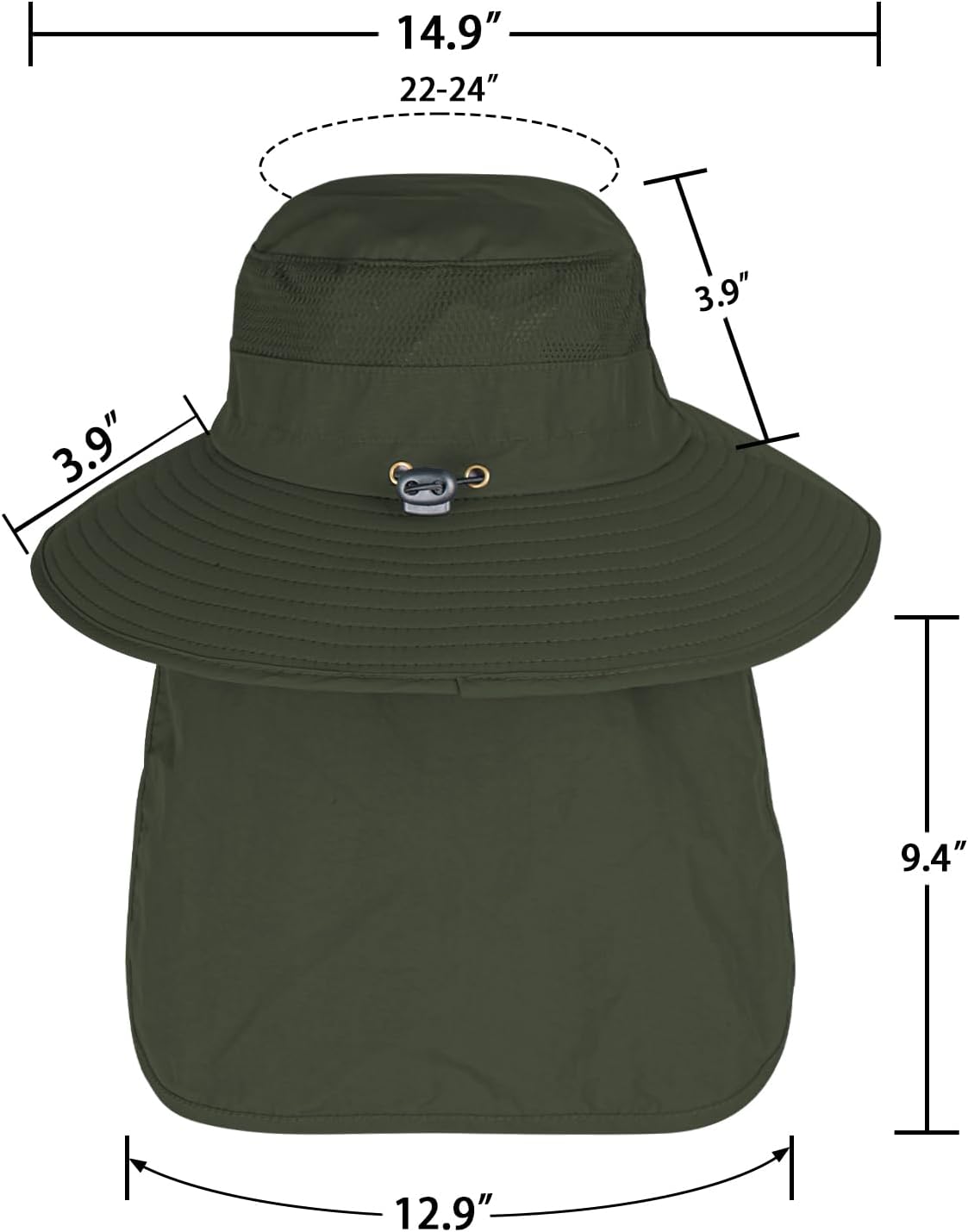 Sun Hats for Men Women Fishing Hat UPF 50+ Breathable Wide Brim Bucket Hats Summer UV Protection Safari Hat with Neck Flap