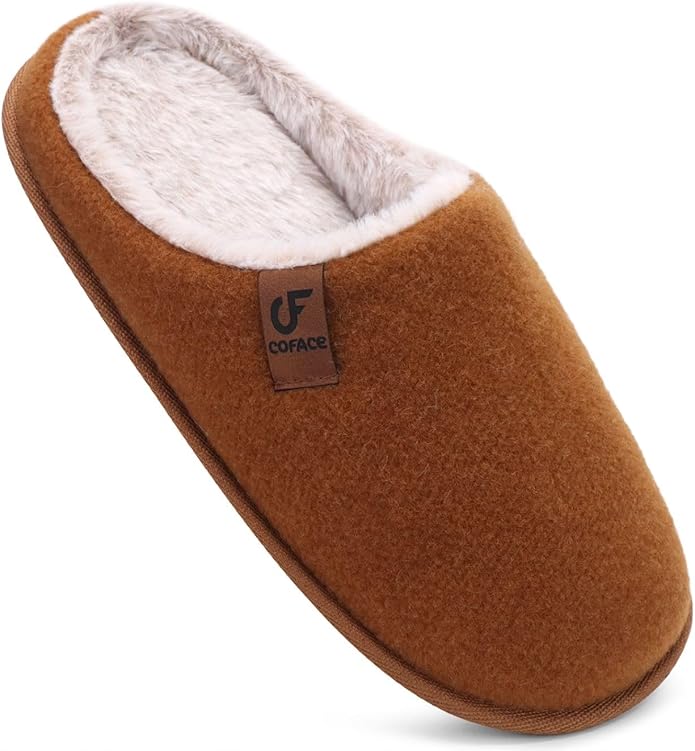 COFACE Mens Cozy Memory Foam Scuff Slippers Casual Slip On Warm House Shoes Indoor/Outdoor Sandal Slippers With Arch Support Rubber Sole Size 7-15