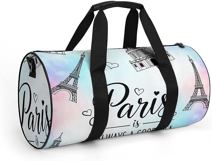 Gym Sports Duffle Bag Paris Eiffel Tower Weekender Carry on Beach Yoga Overnight Luggage Bag Travel Training Workout Bags
