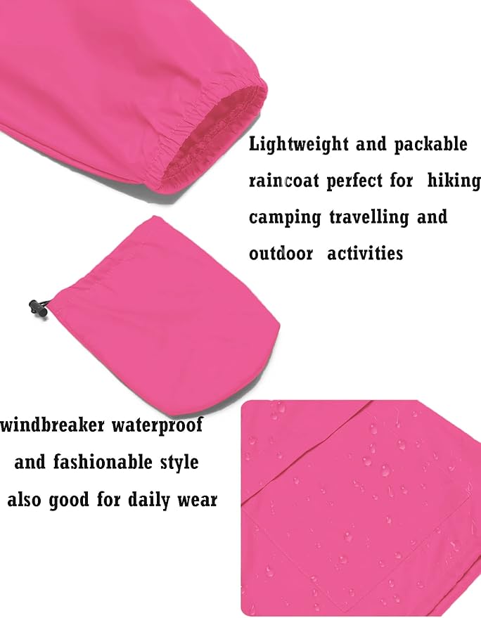 Avoogue Raincoat Women Lightweight Waterproof Rain Jackets Packable Outdoor Hooded Windbreaker