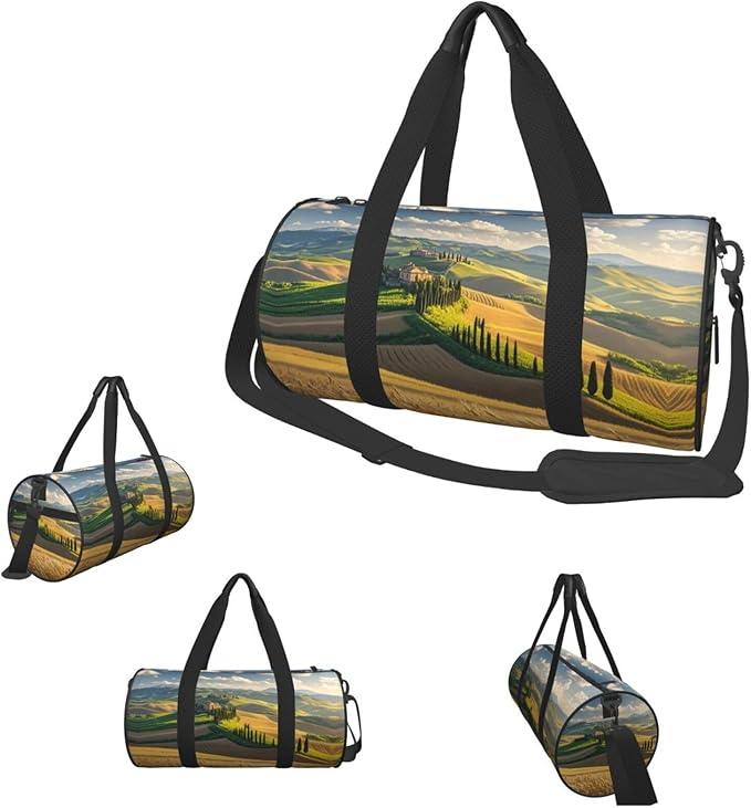 Italy Tuscan Travel Duffel Bag Sports Gym Bag, Lightweight Overnight Weekender Bag With Shoes Compartment Yoga Gym Sports Bag For Men Women