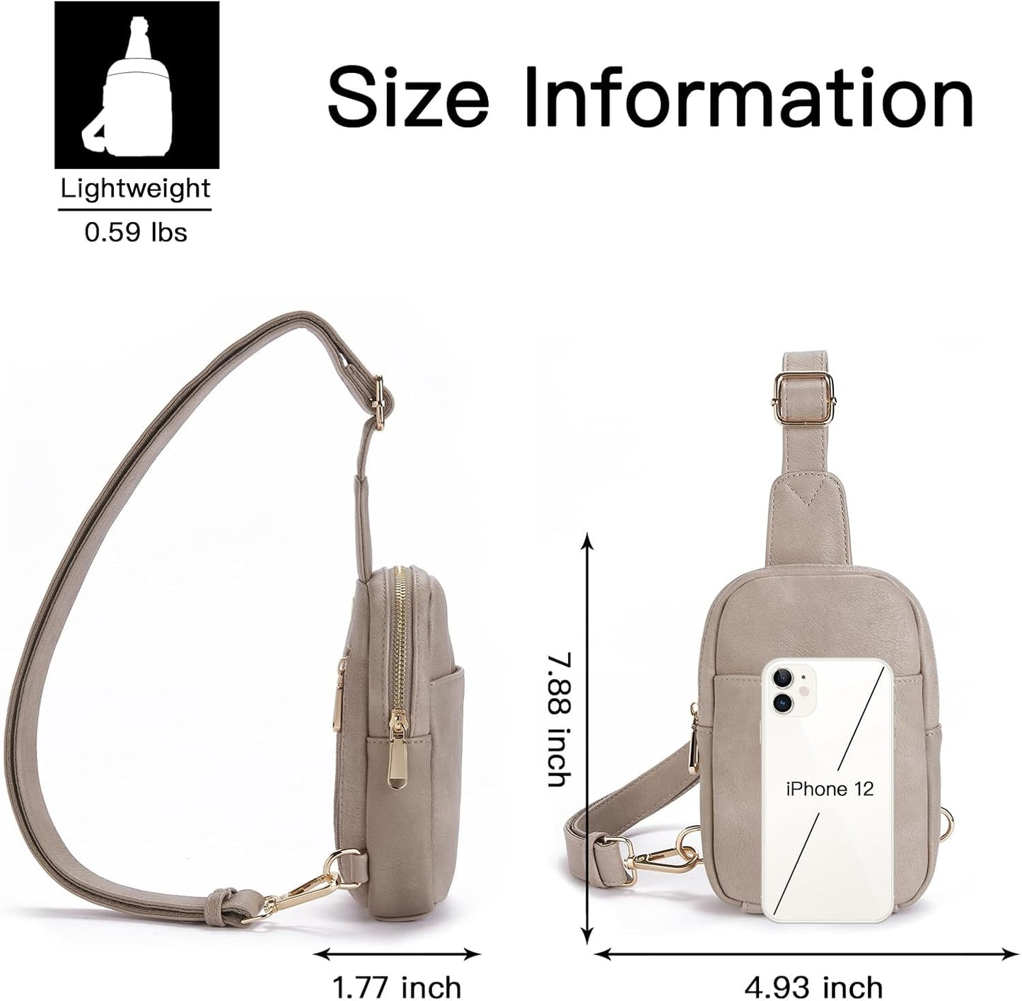 Telena Small Sling Bag for Women Leather Crossbody Fanny Packs Chest Bag for Women