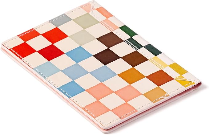 Eccolo Passport Cover Case - Premium Faux Leather, Checkered Design, 5.5x4 inches, Lightweight Travel Essential with Boarding Pass Holder Flap - Chic & Stylish Gift for Travelers