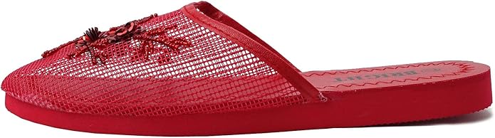REDVOLUTION Women's Chinese Mesh Slipper Floral Flip Flop Sandals | 1313