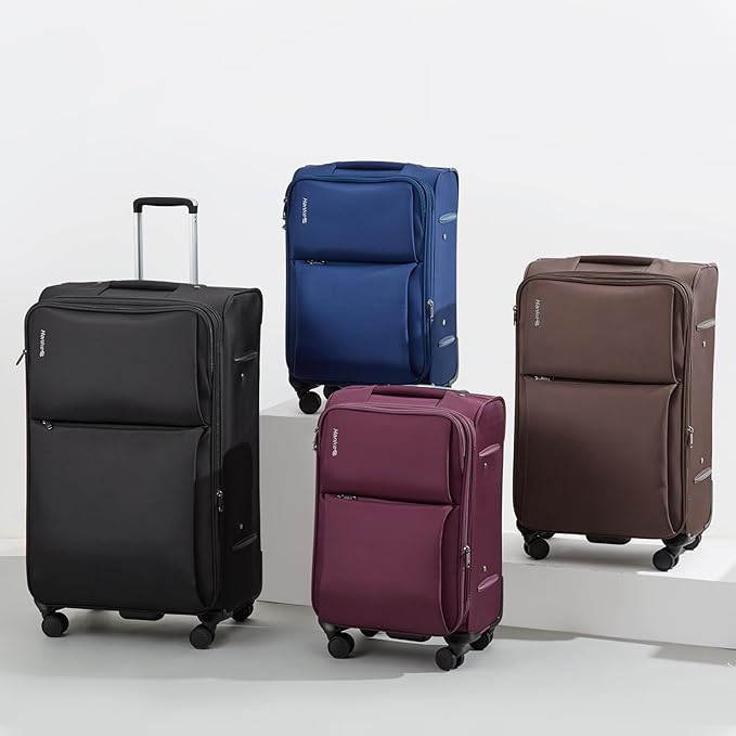Hanke 24 Inch Luggage Expandable Softside Checked Suitcases with Spinner Wheels, Upright Rolling Luggage Suitcases Travel TSA Luggage Bag for Women Men(Purple)