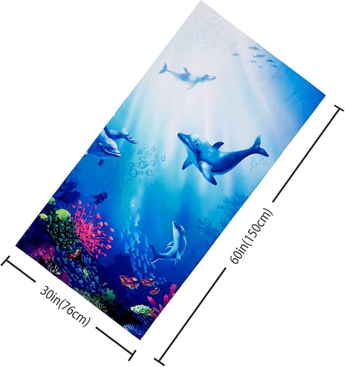 LIVILAN Dolphin Beach Towel, 30" x 60" Thin, Lightweight Microfiber for Girls, Kids, Women, Super Soft, Quick Dry, Sand Free, Ideal for Pool, Bath, Travel, Perfect Dolphin Gifts