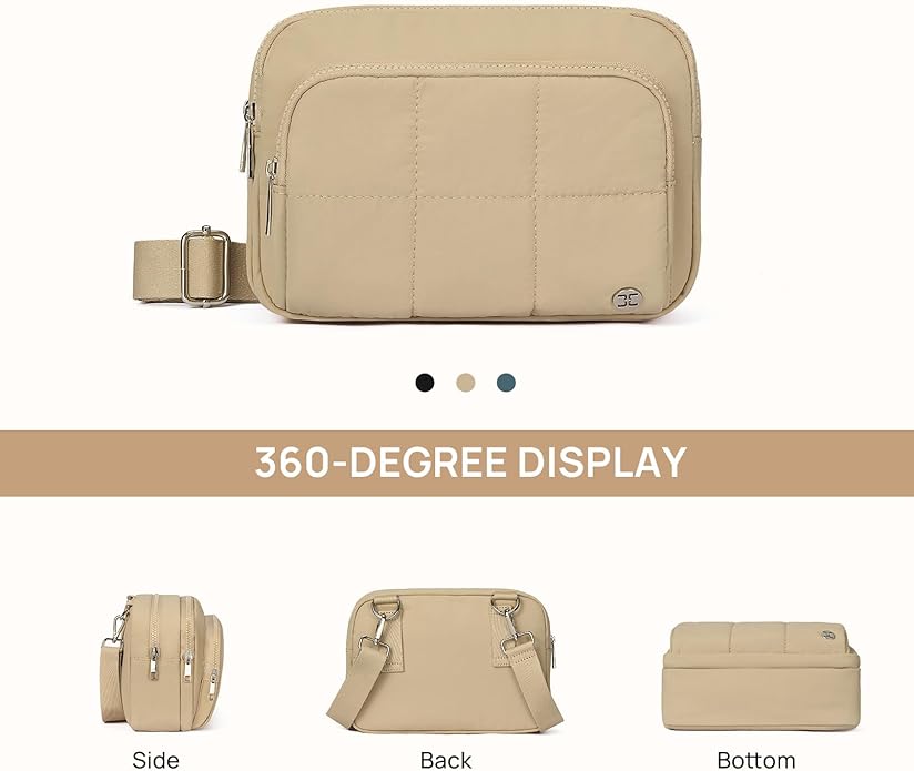Telena 3-Zip Crossbody Bags for Women Anti Theft Cross Body Bag for Woman Travel Everyday Use