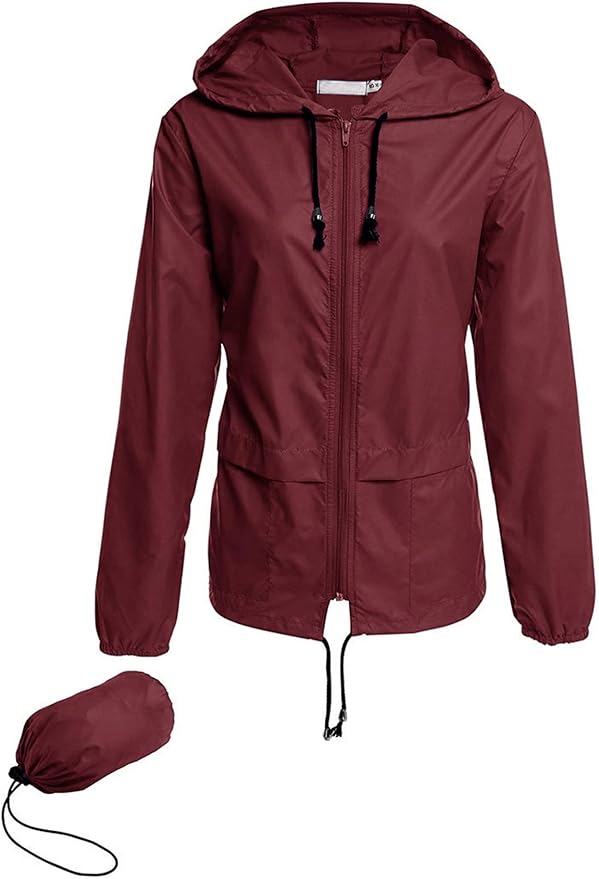 Avoogue Plus Size Raincoat Women Waterproof Rain Jacket Packable Outdoor Hooded Windbreaker