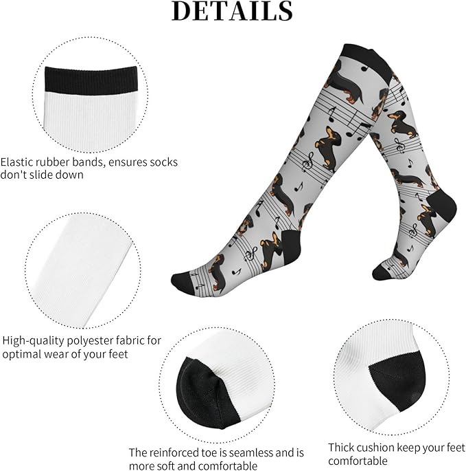Compression Socks Knee High Circulation Support Socks For Women Men Athletic Running Work Hiking Cycling Travel