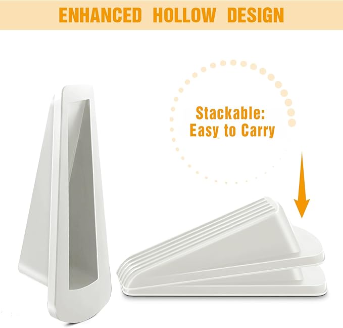 Crosize 3 Pack Rubber Door Stoppers for Floor, Door Stop Wedge for Heavy Duty Door, White