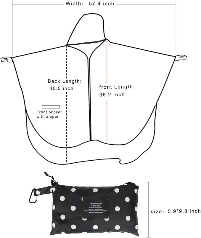 NUUR Rain Poncho for Women Adults Unisex Hooded Zipper Raincoat Waterproof Reusable Hiking Rain Coat with Pockets