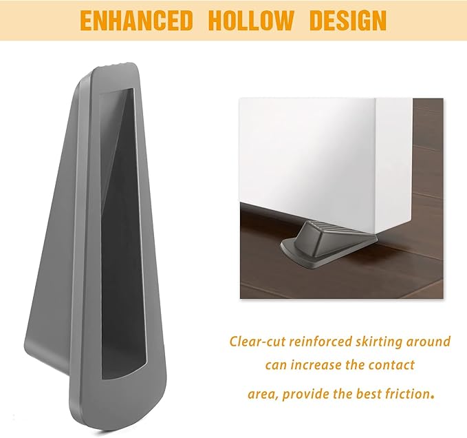 Crosize Door Stoppers for Bottom of Door, Premium Rubber Door Stops, Sturdy Door Wedge for Carpet, Tile, Concrete, Wood, Door Holder for Heavy Duty Door, Gray