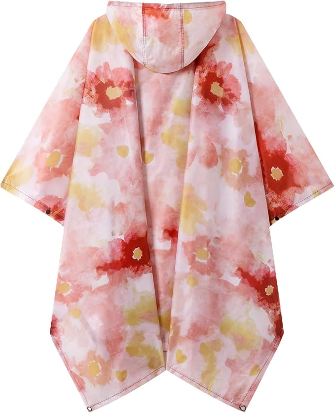 Hooded Rain Poncho for Adults - Waterproof Rain Coat and Lightweight Jacket 3-in-1 Multi-Function with Pockets