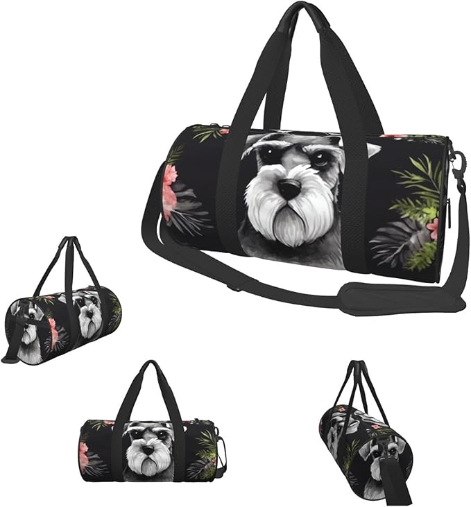 Travel Duffel Bag Lightweight Carry On Weekender Overnight Bags Schnauzer Sports Tote Gym Backpack with Adjustable Strap Hospital Bags Foldable Luggage Bag for Women Men