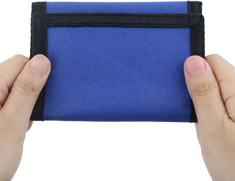 RFID Blocking Canvas Wallet for Men and Women - Trifold Nylon Wallet with Magic Sticker, Teen Wallet for Boys, Wallets for Teens Boys (Navy Blue)