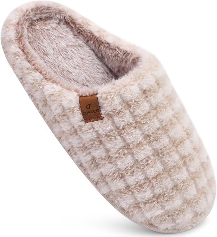 COFACE Mens Cozy Memory Foam Scuff Slippers Casual Slip On Warm House Shoes Indoor/Outdoor Sandal Slippers With Arch Support Rubber Sole Size 7-15