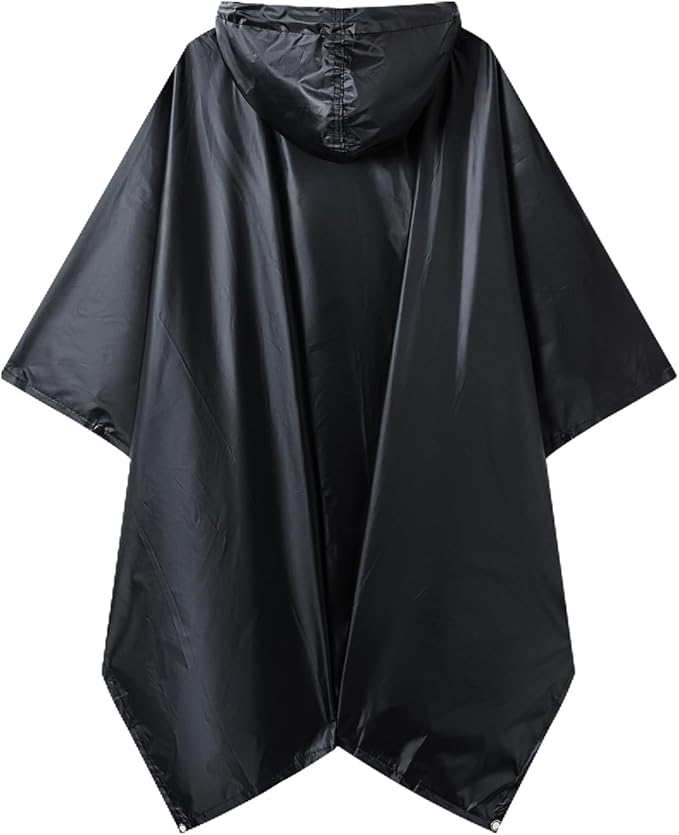 Hooded Rain Poncho for Adults - Waterproof Rain Coat and Lightweight Jacket 3-in-1 Multi-Function with Pockets