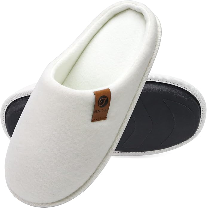 ONCAI Men's House Slippers Memory Foam Slip-On Warm Cozy Scuff Home Bedroom Shoes with Indoor/Outdoor Rubber Soles US Size 7-15