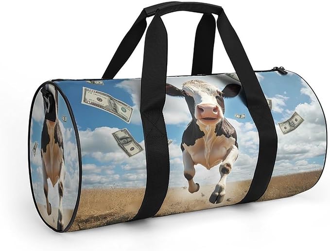 Cow Print Dollar Gym Bag Travel Duffel Bag Lightweight Carry On Bags Weekender Bags for Women Men