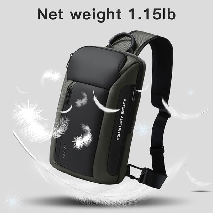 BANGE Men's Crossbody Backpack - Waterproof Shoulder Bag for Travel, Hiking & Daily Commute