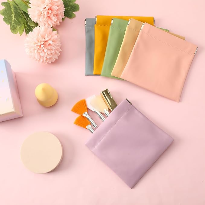 AUGSUN 6PCS Makeup Bag Organizer, Aesthetic Hair Tie Organizer,Lipstick Bag, Elastic Storage Bag, Travel Makeup Pouch(Macaron)