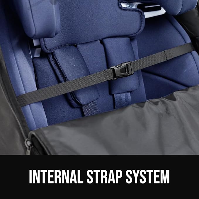 GORILLA GRIP Tear and Water Resistant Padded Car Seat Travel Bag for Airplane and Airport, Universal Fit Baby Carseat Bags, Holds Up to 50lbs, Handle & Shoulder Straps, Air Gate Check Carrier, Black