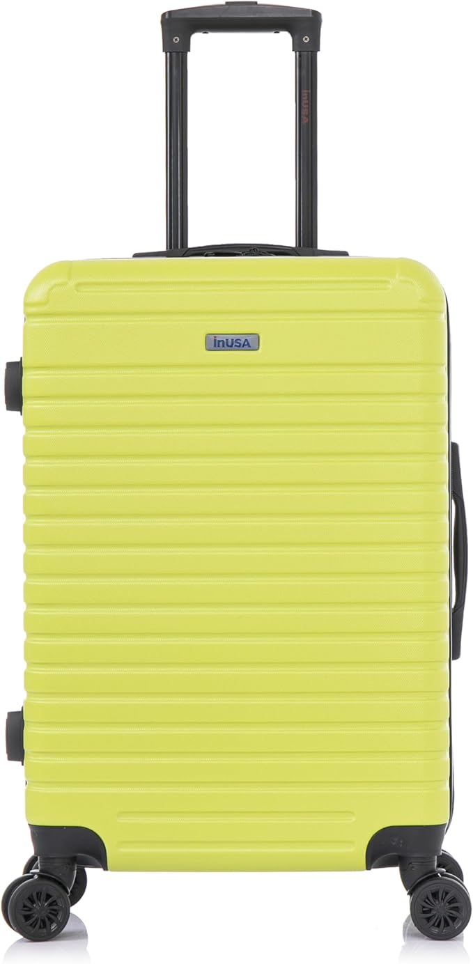 InUSA DEEP Luggage with GEL Handle | Spacious Traveling Suitcases, Travel Suitcase with Dual Spinner Wheels and Studs | 24 Inch Medium Hardside Luggage | Green