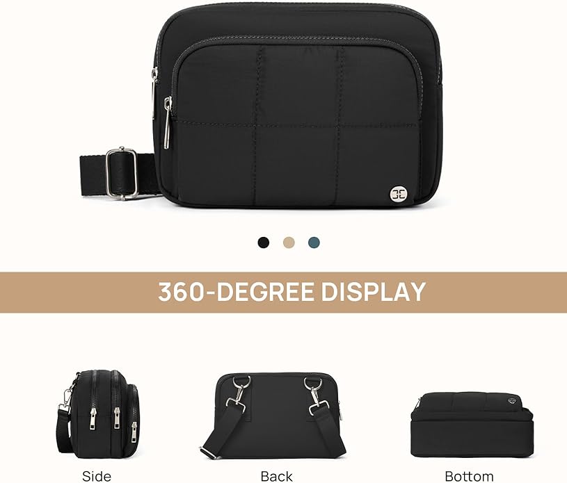Telena 3-Zip Crossbody Bags for Women Anti Theft Cross Body Bag for Woman Travel Everyday Use