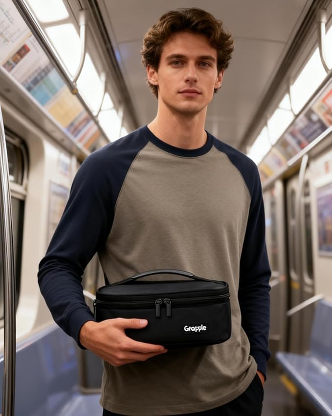 Gloppie Small Lunch Bag for Adults & Kids - Compact Insulated Lunch Box, Durable & Food-Grade Lining | Portable Cooler for Work, School, Travel (Black)