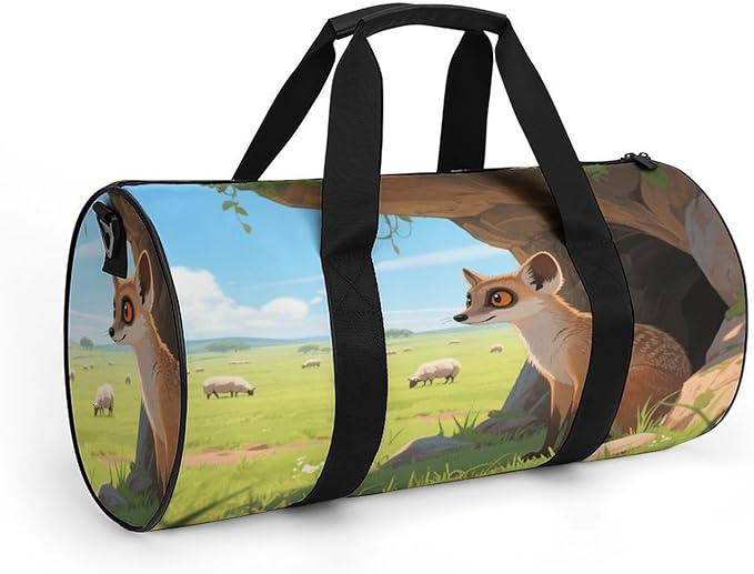 Sports Gym Bag for Women Men Travel Duffel Bag Tote Weekender Bag Meerkats Next to The Caves Carry on Overnight Bag for Travel Swimming Fitness Workout Sports Duffle Bag