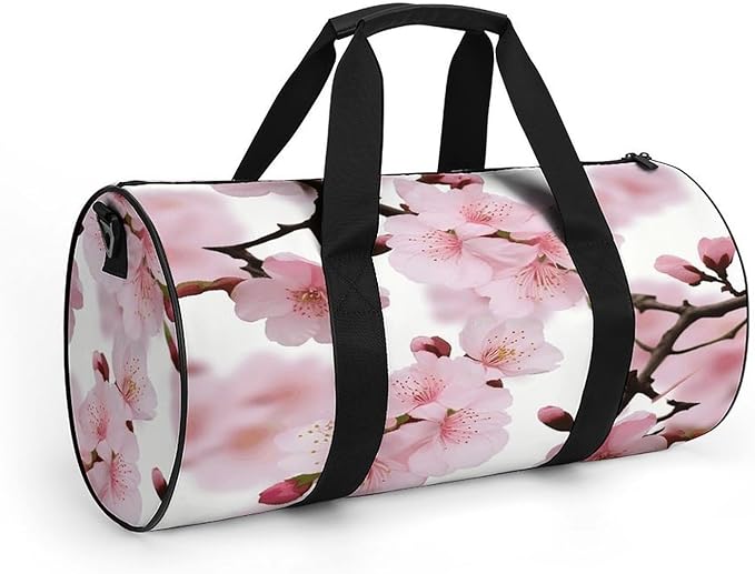 Sports Gym Bag for Women Men Travel Duffel Bag Tote Weekender Bag Cherry Japanese Cherry Blossom Carry on Overnight Bag for Travel Swimming Fitness Workout Sports Duffle Bag