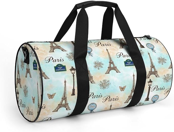 Basketball Football Weekender Bag Eiffel Tower Carry on Beach Yoga Overnight Luggage Bag Sports Gym Bags for Men Women