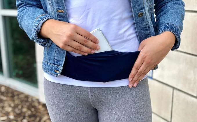 BANDI Plus Size Fanny Pack for Women - Travel-Ready Pocket Belt with Secure Hidden Money & Running Belt for Phone, Passport, Keys, & Medical Devices, Adjustable Fit, Comfortable (Navy Blue)
