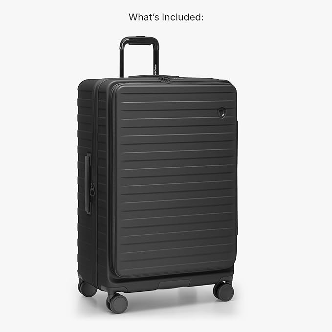 Traveler's Choice Novia Top Opening Expandable Polycarbonate Luggage with Spinner Wheels, Black, 30-Inch Large