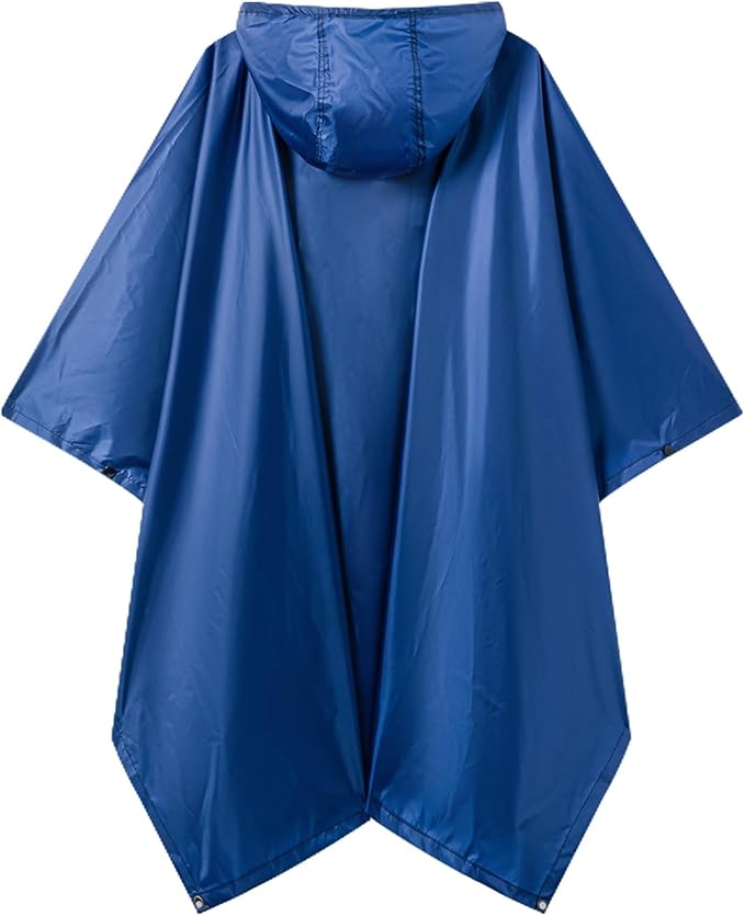 Hooded Rain Poncho for Adults - Waterproof Rain Coat and Lightweight Jacket 3-in-1 Multi-Function with Pockets
