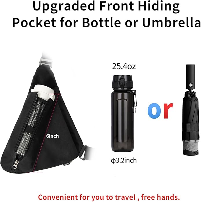 Crossbody Sling Bag, Water-Resistant Anti Theft Chest Pack, Minimalist Commuter Daypack for Travel Hiking Work