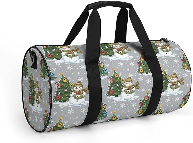Unisex Foldable Gym Bag Christmas Tree Snowman Lightweight Travel Sports Bag Workout Yoga Dance Bags Overnight Weekender Bags