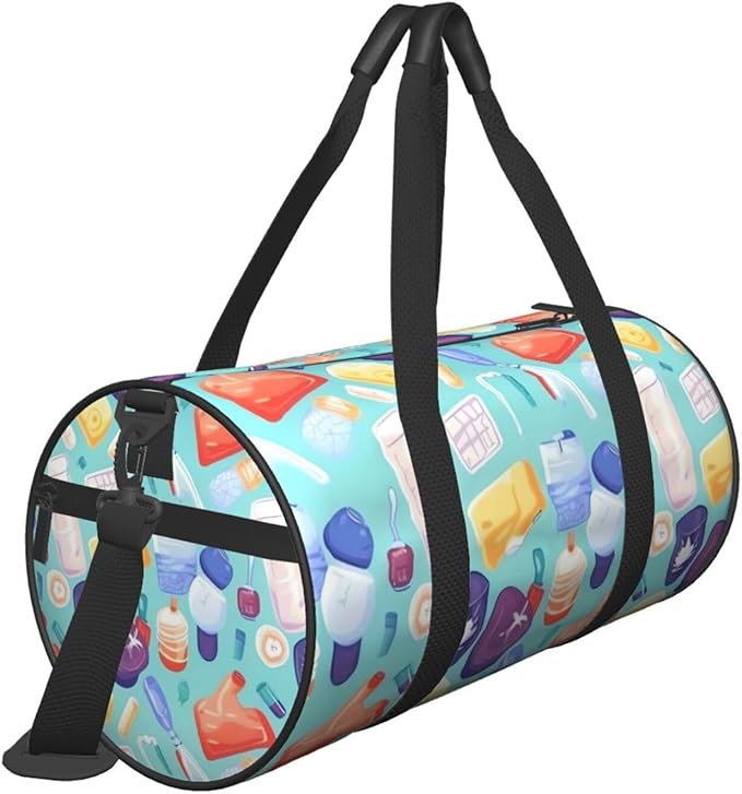 Gradient medical items pattern Sports Gym Bag for Women Men Travel Duffel Bag Tote Weekender Bag Canvas Carry on Overnight Bag for Travel Swimming Fitness Workout Sports Duffle Bag