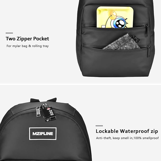 Backpack Bag With TSA Lock & Key-Smell Proof-Water Resistant Laptop Daypack Travel bags for Men & Women Travel (Black-2)