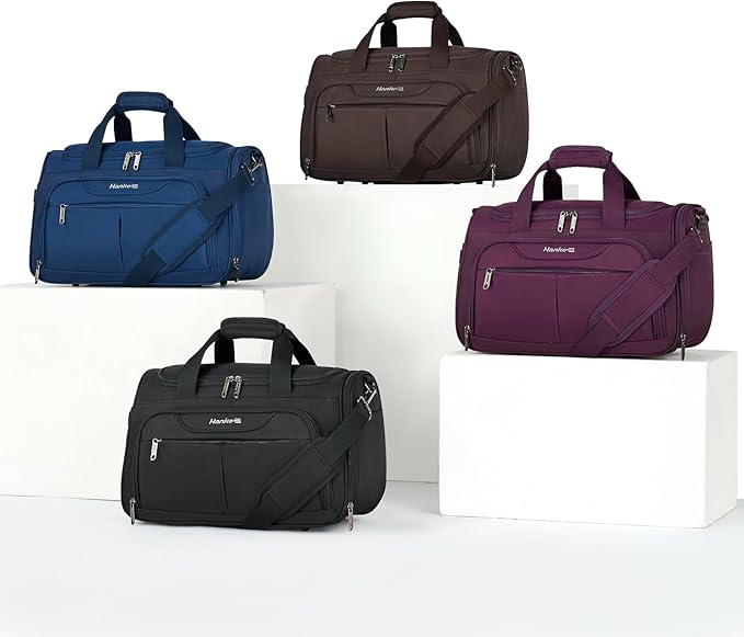 Hanke Underseat Carry On luggage Bags for Travel, Foldable Travel Bags for Women, Soft Lightweight Personal Item Travel Bag Small Carry On Bags for Airplanes, Travel Tote Bags for Women Men.(Coffee)