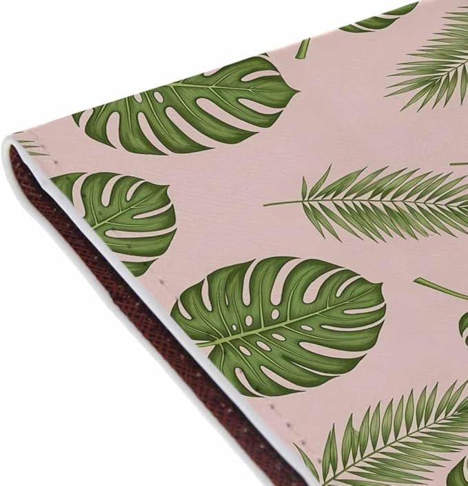 Green Palm Passport Holder for Travel Tropical Exotic Leaves Jungle Summer PU Leather Passport Cover Wallet Cute Passport Card Holder for Women and Men