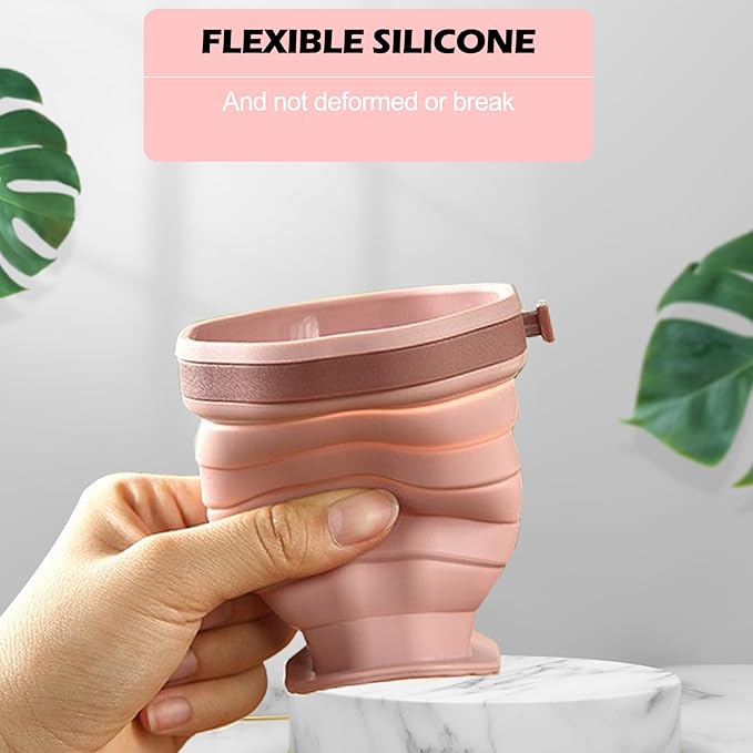 Pack of 2 foldable silicone cups, foldable travel cups with plastic lids, reusable portable cup set suitable for camping and hiking